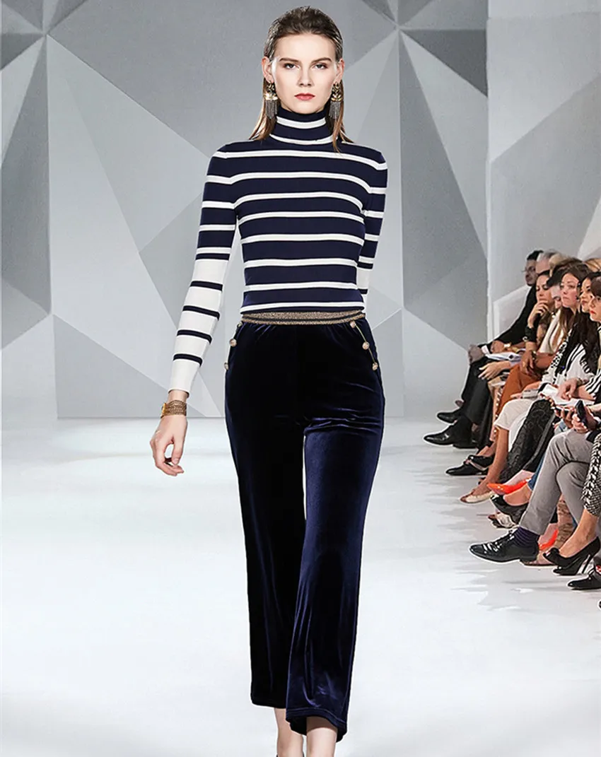 Женский комплект из Свитера и брюк брендовый дизайнерский Трикотажный костюм