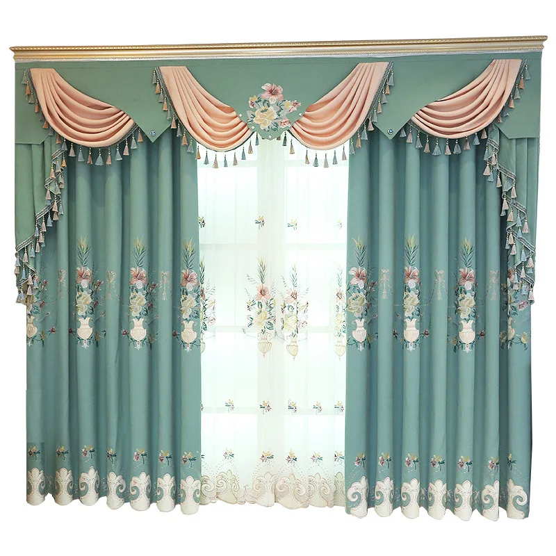 

European-style Lotus Curtains for Living Room Bedroom dining room Luxury Villa Guest Curtains Embroidered beautiful Curtains