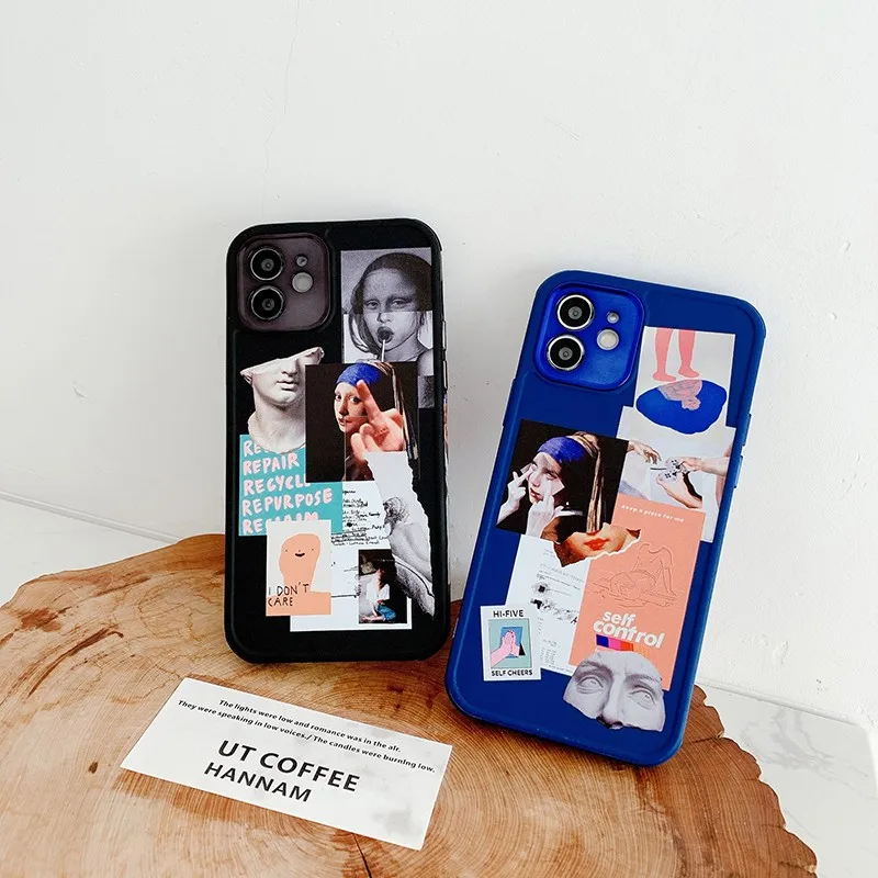 Vermeer painting soft Case For iPhone 11 12 Pro Max mini 7 8 Plus XR X XS MAX se silicon phone label Retro Cover fundas capa