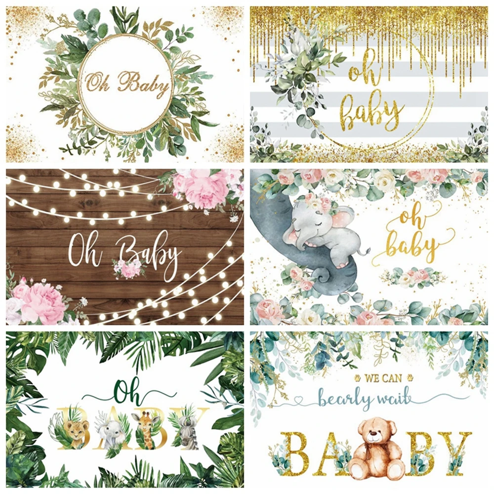 Фон для фотосъемки новорожденных детей на 1-й день рождения с зелеными листьями и