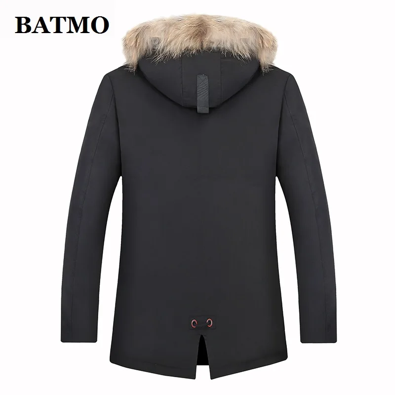 Мужская куртка с капюшоном BATMO из 80% белого утиного пуха зимняя большого размера