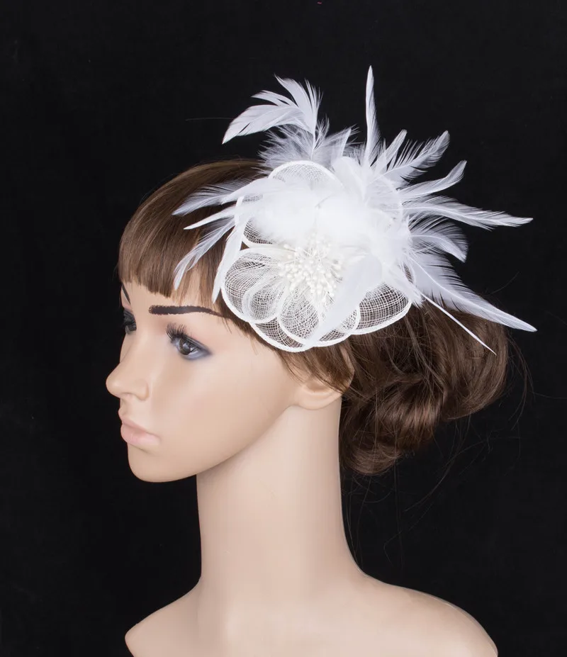 Свадебные аксессуары для волос Sinamay Вуалетка головной убор украшение с перьями