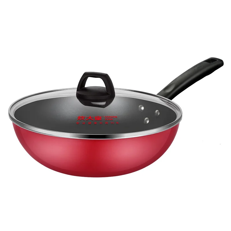 

Nonstick Wok Deep Skillet Stir-Fry Wokpan With Lid Suitable For All Stove Including Induction Free 32cm