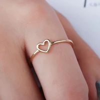 1pc women ring hollow heart ring for couple friend wedding band jewelry simple alloy love heart finger ring girl fashion jewelry