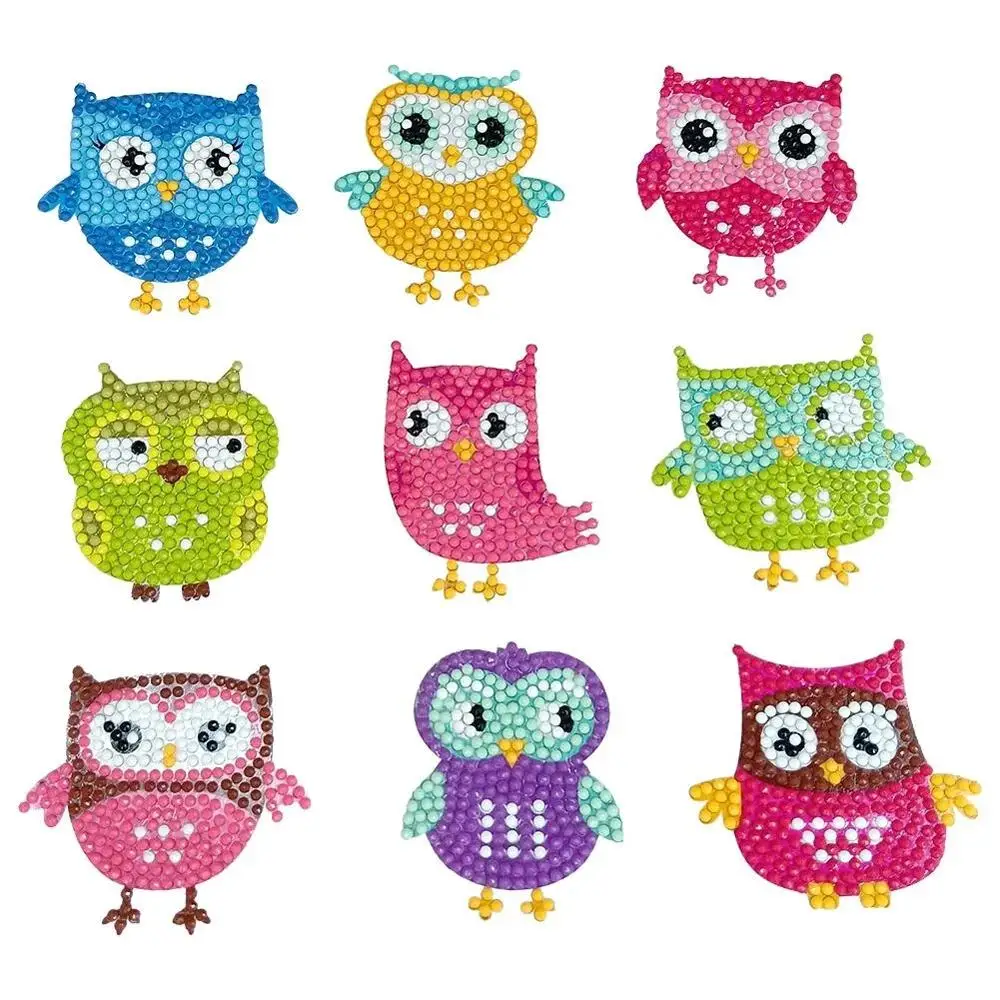 

Diamond painting kits for kids Owl Shape Sticker DIY Animal Diamond Painting by Number Round Drill Paster Child Puzzle Gift