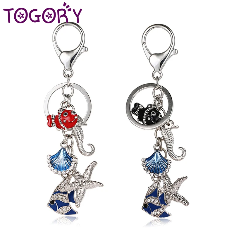 TOGORY милые брелоки с кристаллами в стиле океанской серии женская сумка кошелек