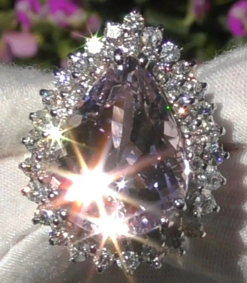 Медные белые золотые модные Кристальные большие кольца в форме капли воды