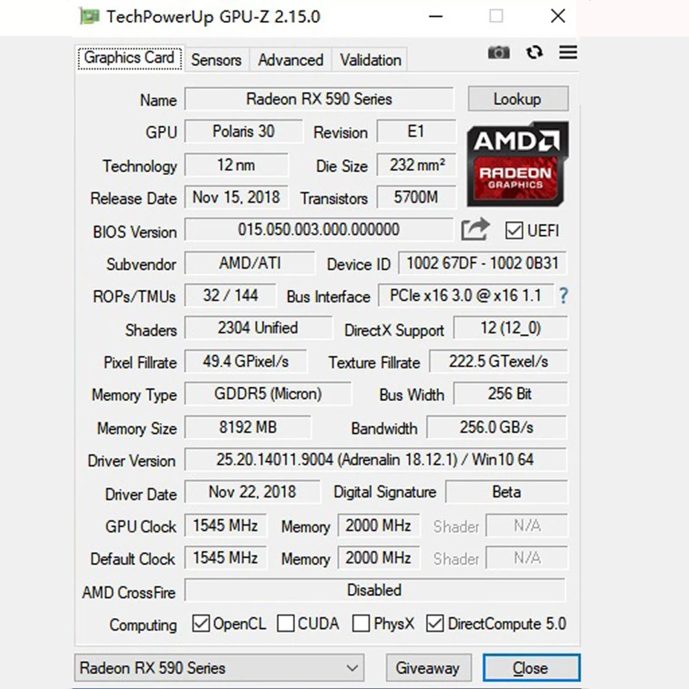 Yeston Radeon RX590 платье магнат 8 г GDDR5 256bit ACE PCI Express x16 3,0 видеокарта DVI+ HDMI+ 3* DP для рабочего стола