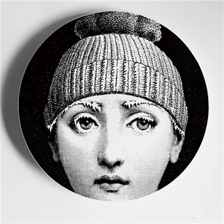 16 Fornasetti черно-белая иллюстрационная тарелка, настенная тарелка, домашний декор для отеля, человеческое лицо, керамическая посуда для декора стен - Цвет: 16