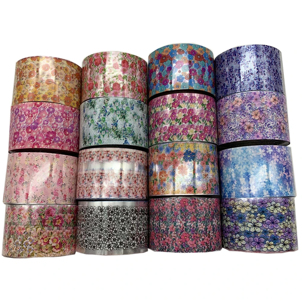 16 рулонов 3D клейкие наклейки для ногтей с цветами листьями звездным небом сделай