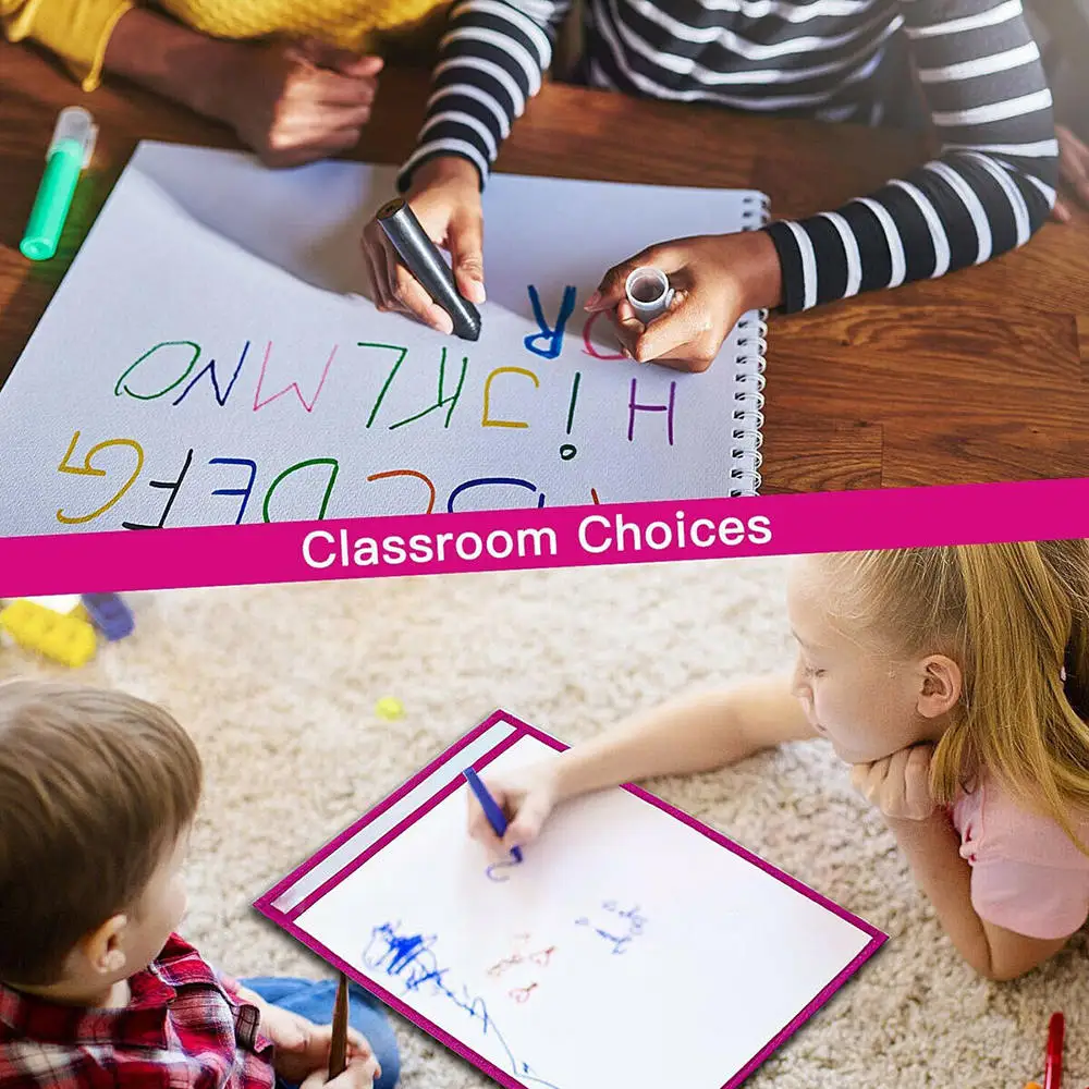 10 шт./компл. Многоразовые прозрачные карманы для стирания записи и протирки доска