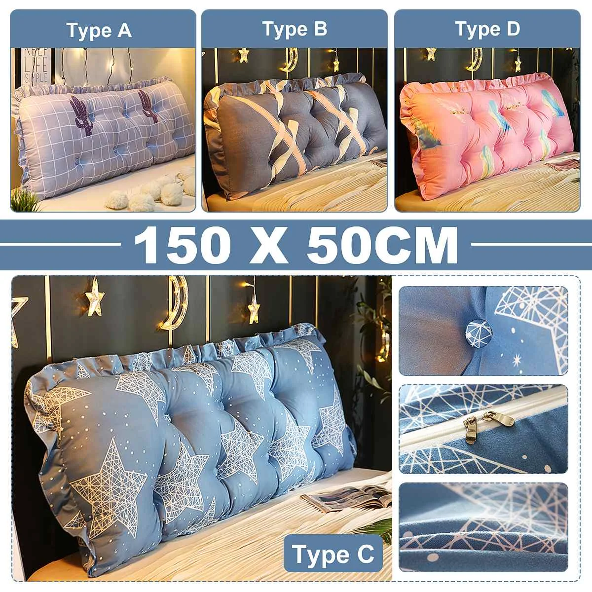 

150X50CM треугольный Клин подушки спинка кровати позиционирования Поддержка Подушка чтения офисный Поясничный коврик с крышкой