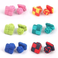 square knot cufflink for men women classic shirts weave cuff links for wedding party candy color rope buckle cufflinks