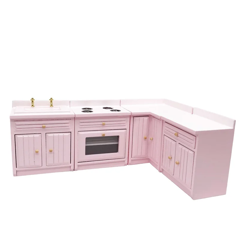 

Dollhouse Decoration Accessories,1:12 Dollhouse Miniature Furniture Wooden Kitchen Cabinet Set Freely Combined