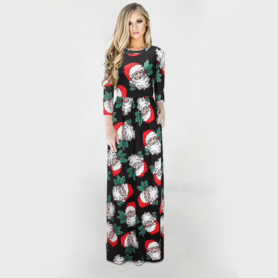 S~ 3XL рождественское платье для беременных с принтом для беременных Повседневное платье с длинными рукавами, Рождественская елка, снеговик, вечерние платья для беременных