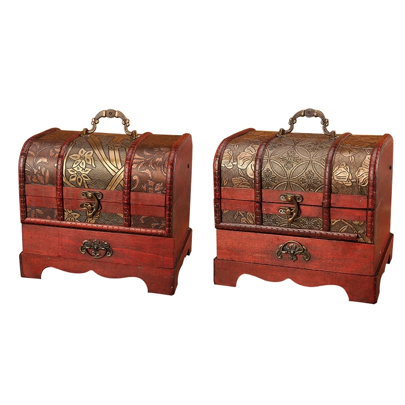 

Handmade Jewelry Boxes Vintage Treasure Chest Rings Case with Metal Lock for storing Jewelry Treasure Ornament Present