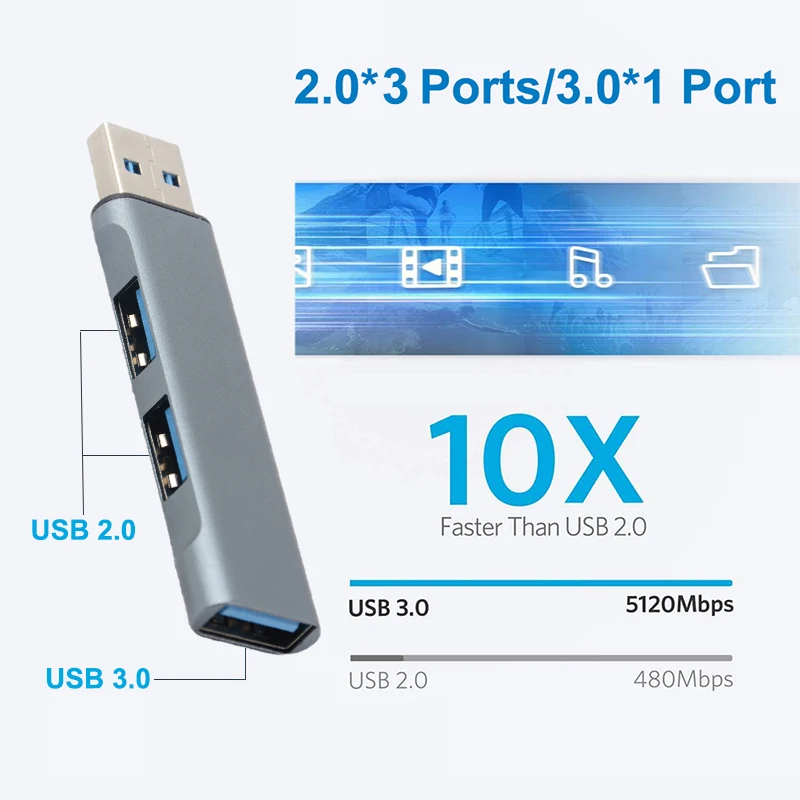 USB HUB 3 0 2 Алюминиевый порта адаптер Мульти Usb сплиттер для Xiaomi Lenovo Macbook Ноутбуки