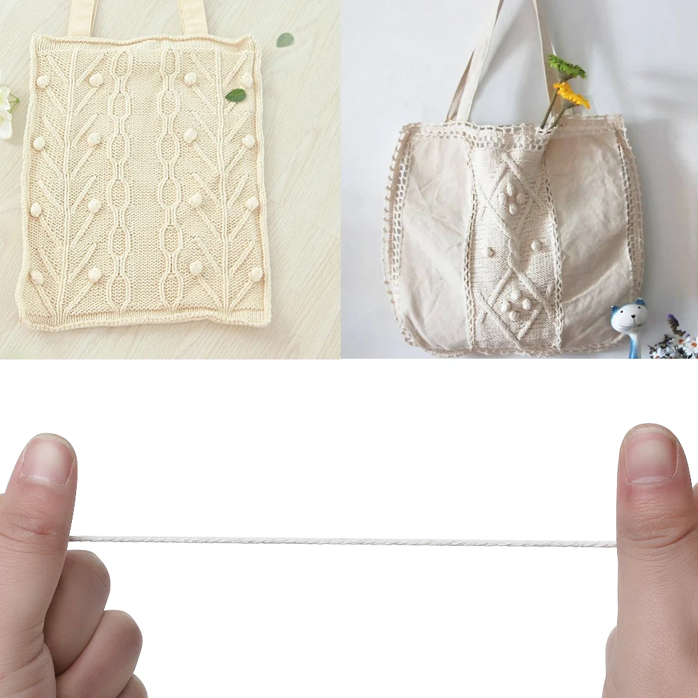 Цветной Шнур из 100% хлопка 2 мм бежевая витая веревка для рукоделия макраме