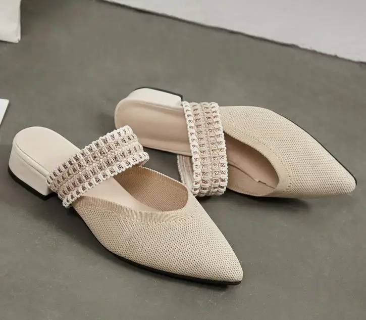 Сетчатые красные женские шлепанцы новинка 2019 сандалии Baotou ленивые полутапочки