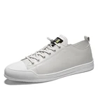 Кроссовки мужские легкие кожаные, повседневная обувь на плоской подошве, черные, белые, весна-осень 2019