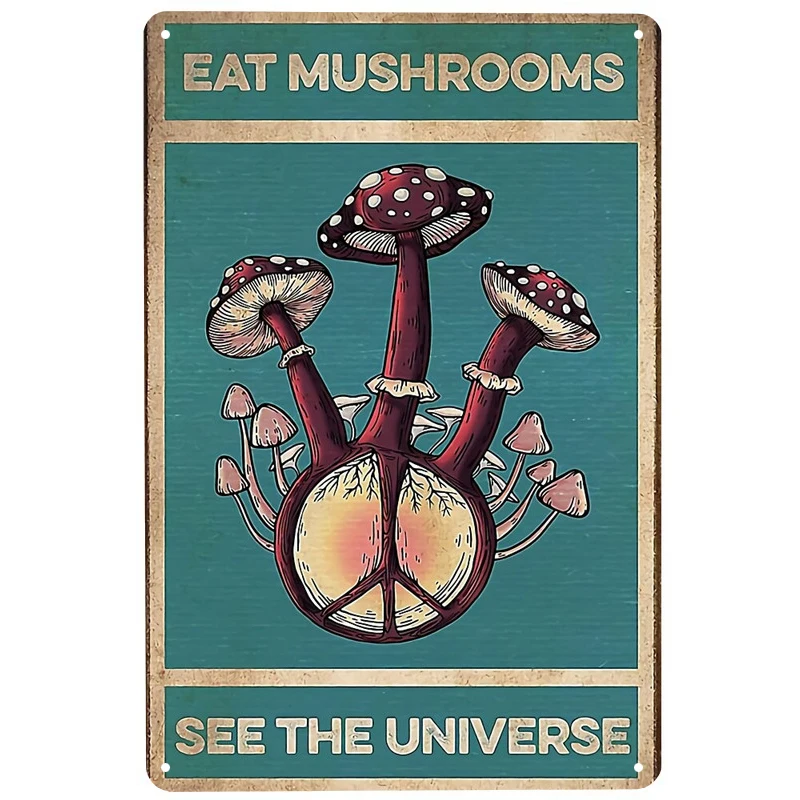 

Съедобные грибы, печатные винтажные дневные жестяные знаки, забавный постер, декор для бара, паба, клуба, украшение для гостиной, дома