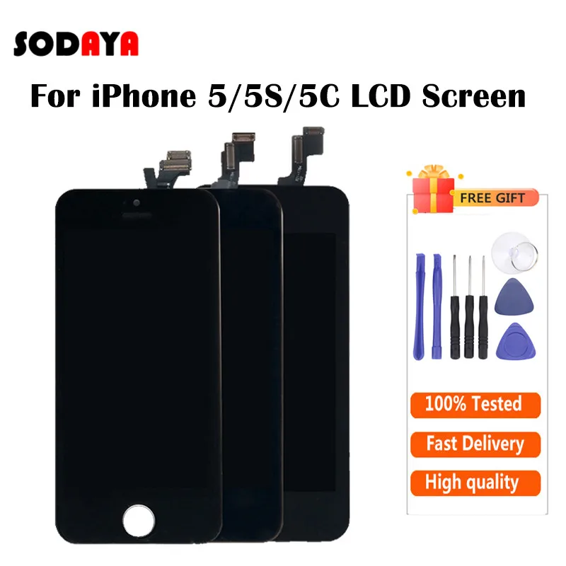 100% тест хорошее качество для iPhone 5 5C деталь ЖК дисплея с сенсорным дигитайзером в