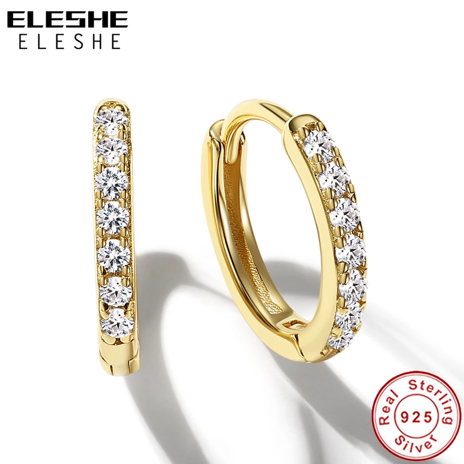 ELESHE 925 стерлингового серебра серьги хугис с кубическим цирконием Круг Хооп