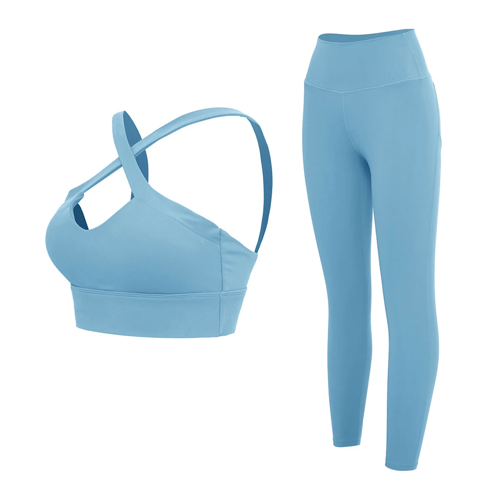 

Women Sportswear High Elastic Yoga Set Fitness Workout Clothing Cross Sports Bra High Waist Leggings Workout Set Gym Set Women