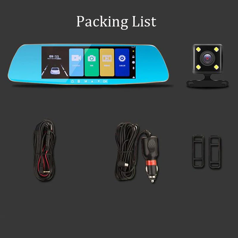 

Car DVR 7.0 Touch Screen 1080P Full HD Dual Lens RearView Dash Cam Vehicle Monitor Video Recorder Auto Camera Detector Camcorder