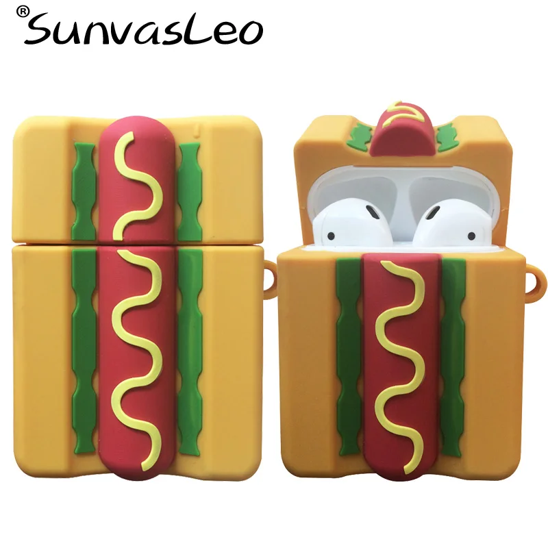 Мягкий силиконовый чехол с 3d-рисунком хот-догов для Apple Airpods беспроводные Bluetooth