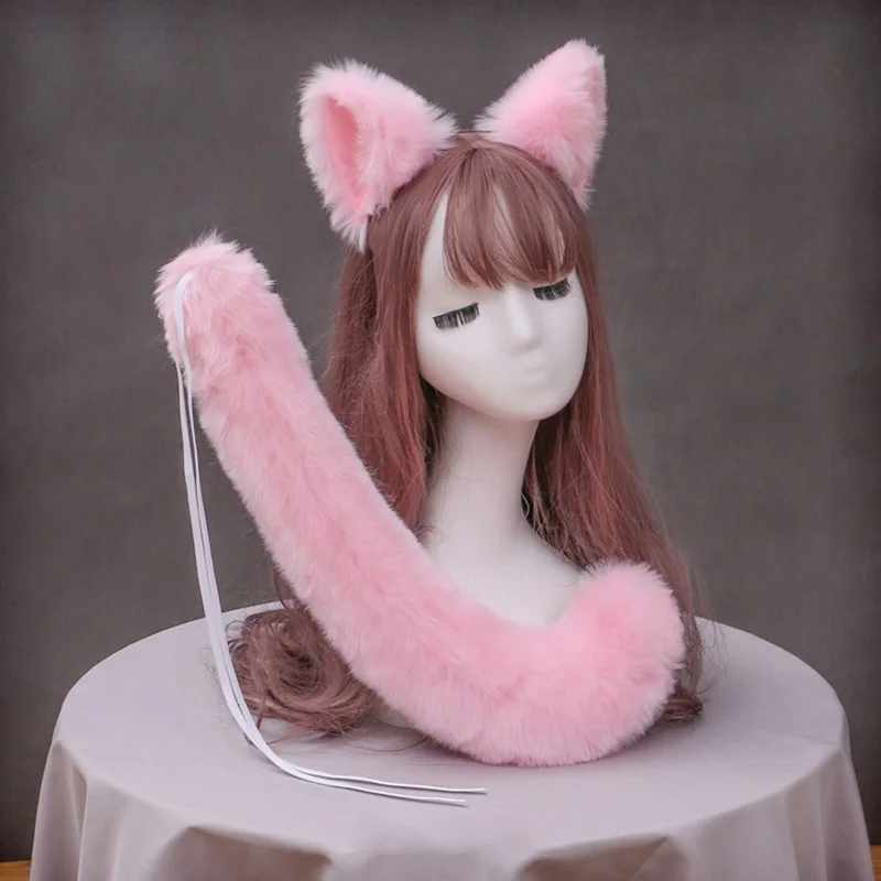 

Lovely Fur Animal Tail Furry Wolf Fox Ear Headband Cosplay Carnival Halloween Costume Props Women Christmas Jewelry Accessories