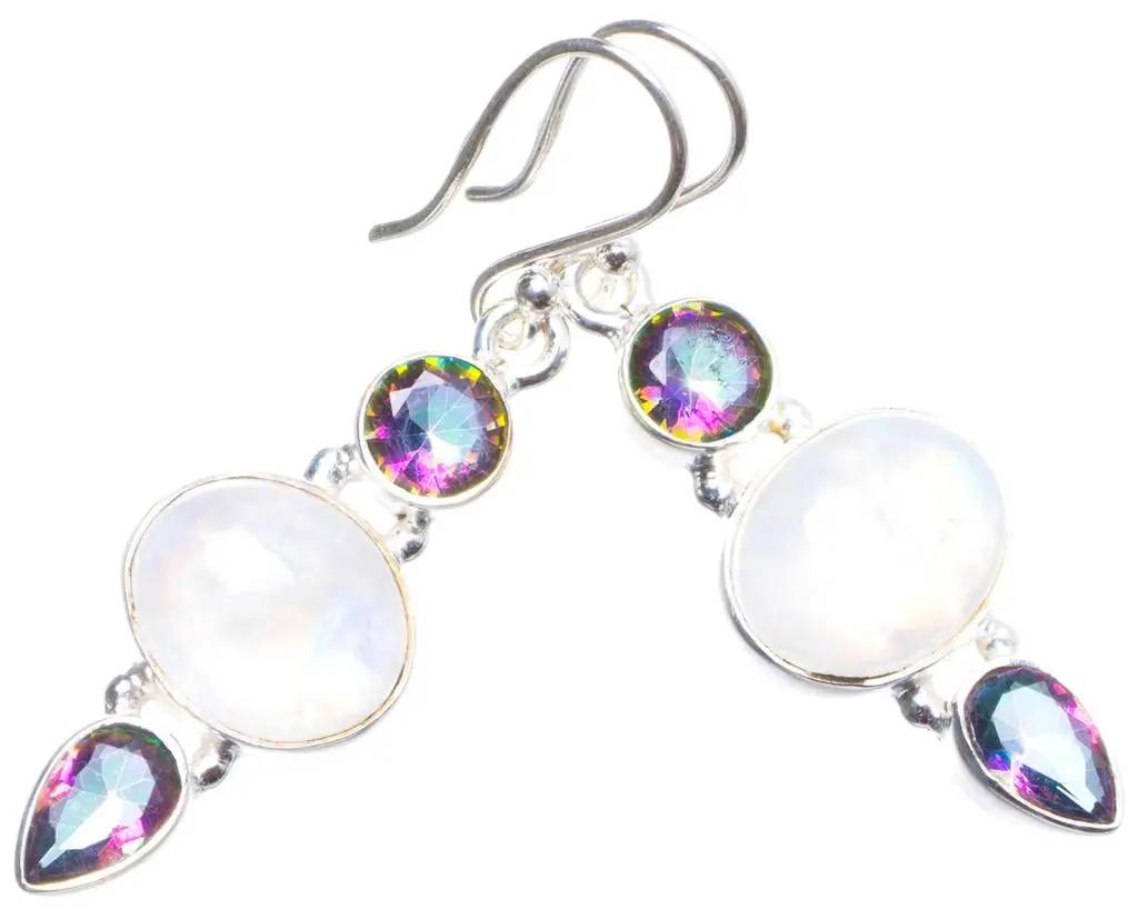 Натуральный лунный камень радуги и Радужный топаз ручной работы уникальные