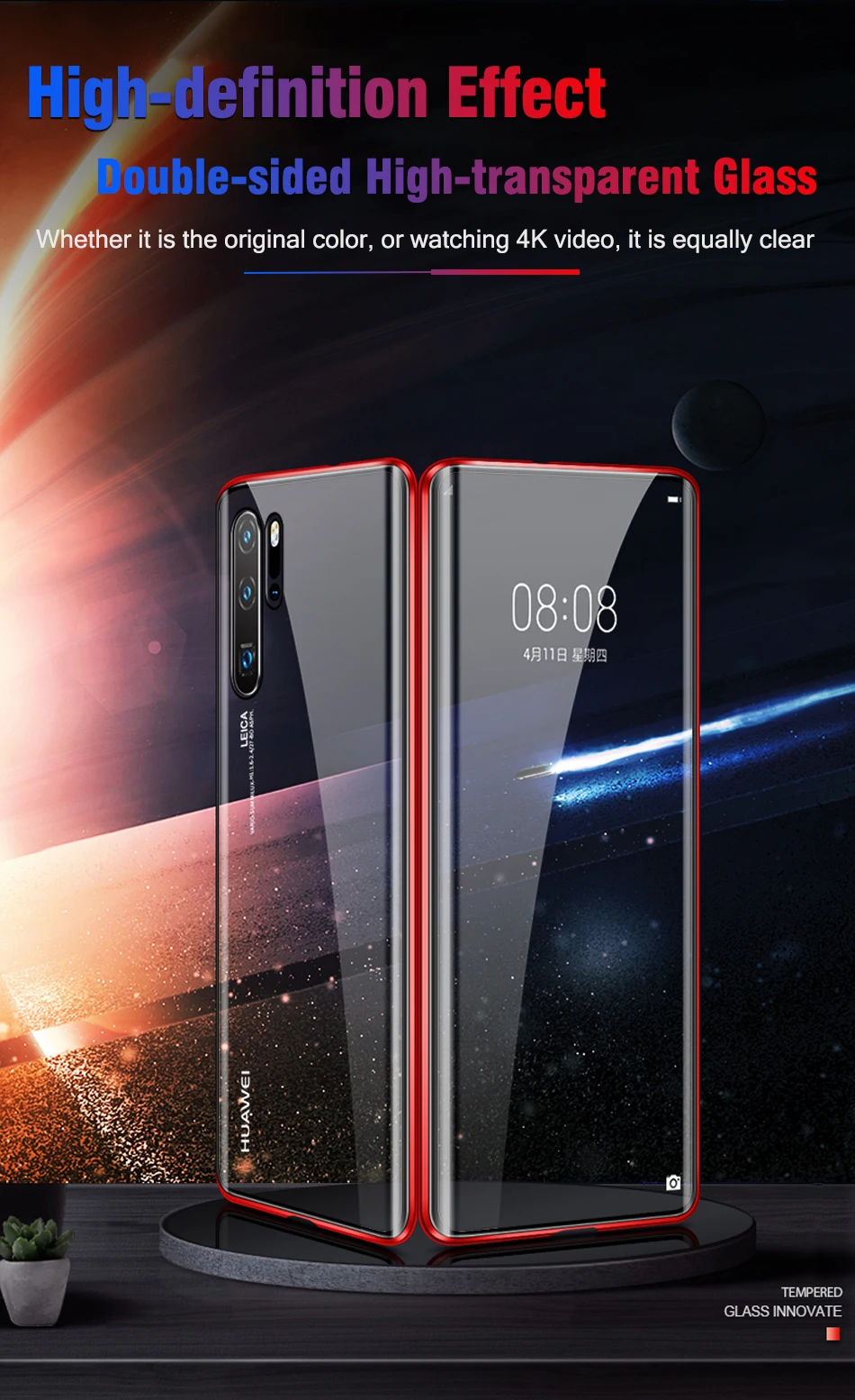 360 ° Магнитный двойной стеклянный флип-чехол для P30 Pro huawei Hauwei Hawei P 30 Lite 30 Lite Light 30Pro закаленное стекло полное покрытие