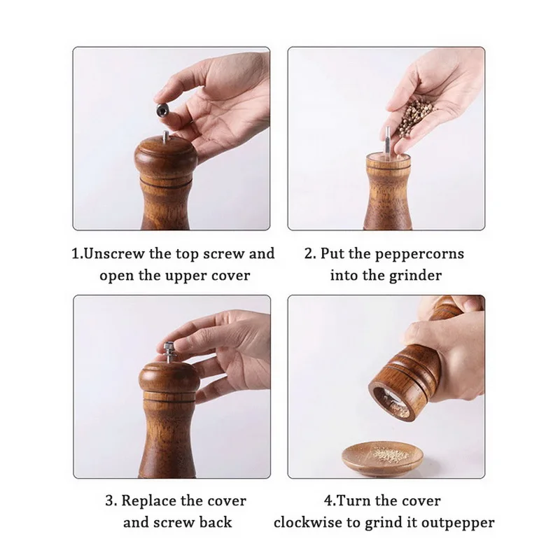Ручная мельница для перца из дубового дерева соли и многофункциональная