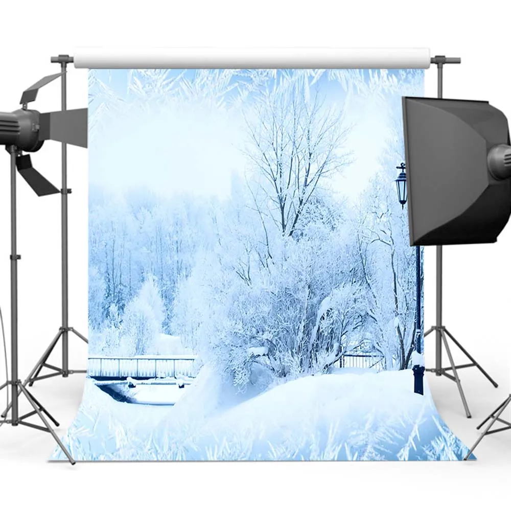 Фотофон Mehofoto Зимний лес для фотосъемки белый снег темативечерние вечеринки