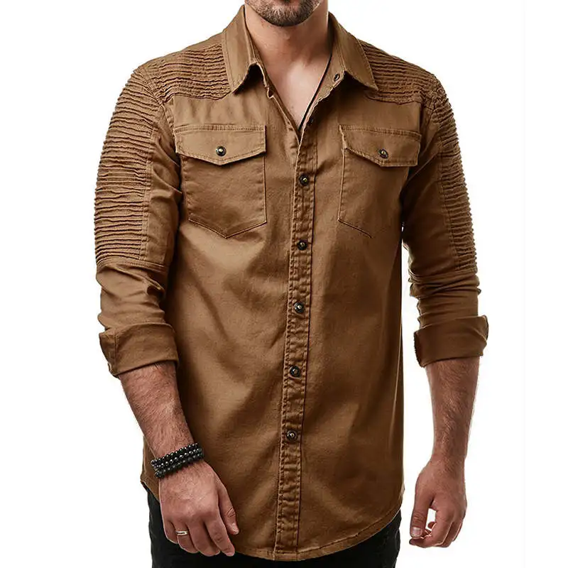 2019 брендовая дизайнерская мужская рубашка с карманом длинный рукав