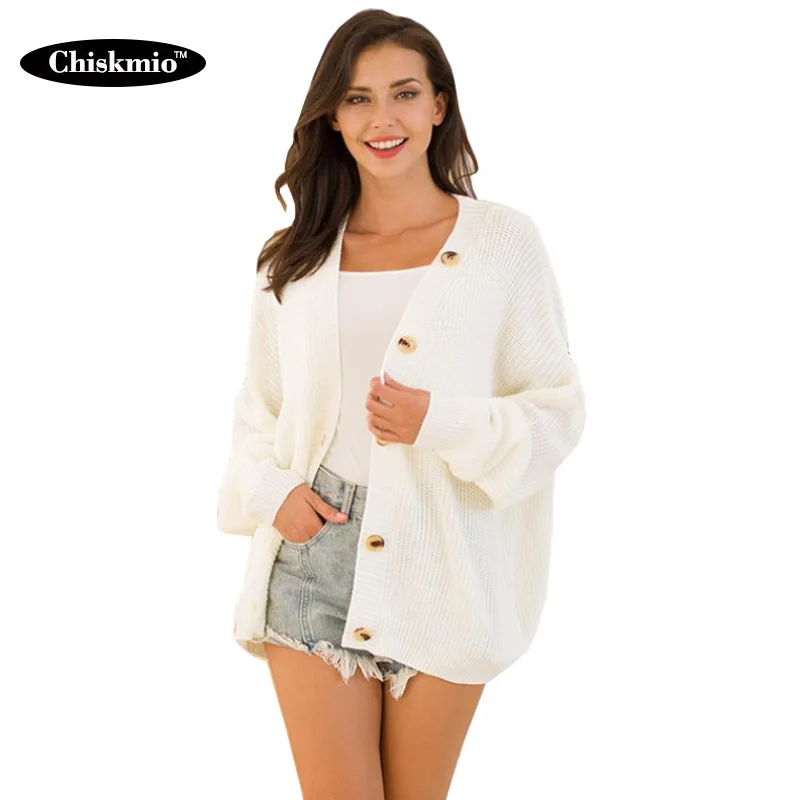 Chiskmio однобортный Кардиган женский свитер с v образным вырезом Длинная