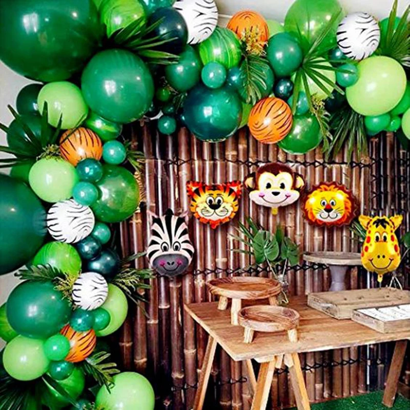 

109Pcs/set Palm Leaf Animal Balloons Garland Arch Kit Jungle Safari Party Supplies Birthday Party Baby Shower Boy Decor