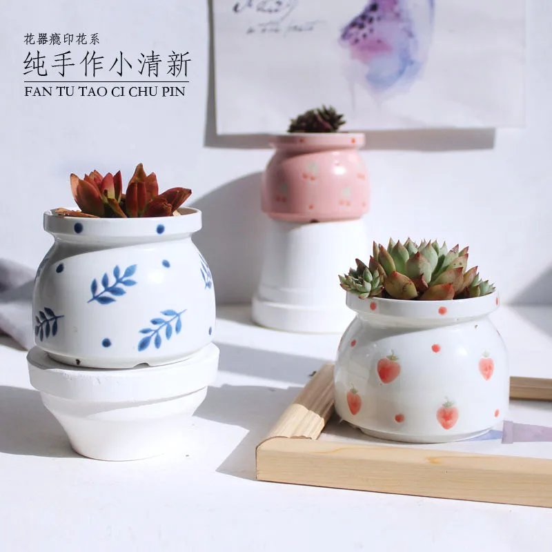 

Flower pot new product hot sale hand-painted printing small fresh fleshy flower pot ceramic small flower pot