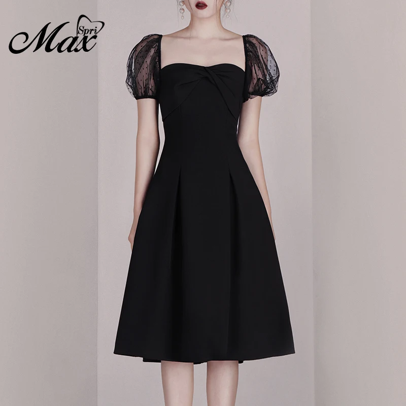 Женское Сетчатое платье с пышными короткими рукавами Max Spri облегающее