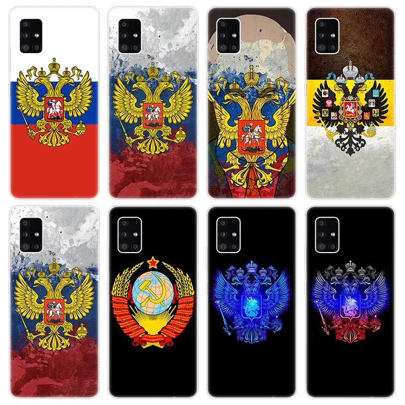 russia flag national emblem soft case for samsung galaxy a12 a02 a03s a21s a22 a32 a52 a72 a82 s21 plus fe ultra m32 m12 cover free global shipping