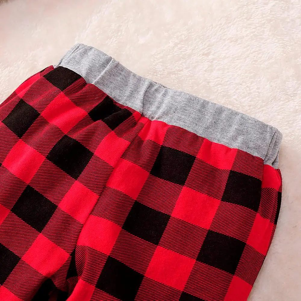 

Cute Baby Girl Clothes Toddler Boy Girls Christmas Santa Long Sleeve Plaid Print Pajamas Sleepwear 2PCS Outfits Newborn Clothes