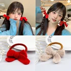 Корейская мода, яркие пушистые шарики, резинки для волос, милые мягкие резинки с помпонами, милые эластичные повязки с бантом