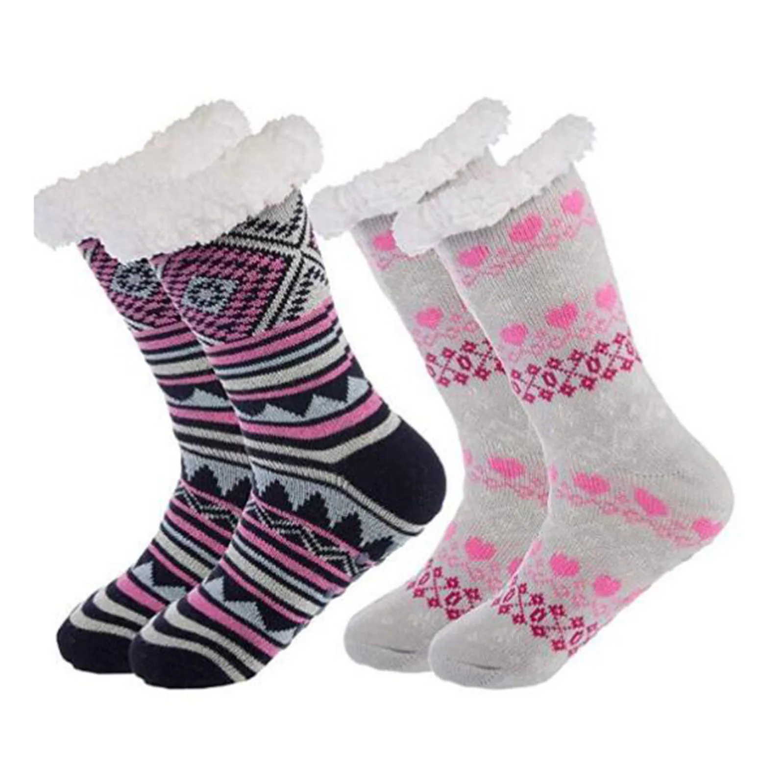 

Womens Cotton Socks Women Printed Thick Knit Fleece Lined Thermal Fuzzy Slipper Socks High Ankle Socks For Female collant femme