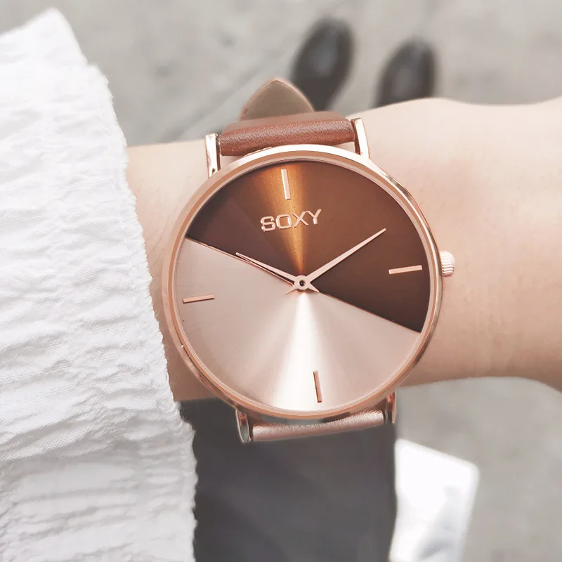 

Women's Watch Leather Rose Gold Dress Female Clock Luxury Brand Design Women Watches Simple Fashion Ladies Watch