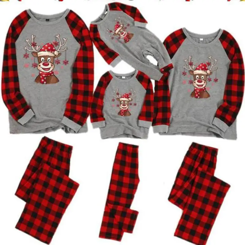 

Новинка, осенняя Рождественская семейная одежда с принтом, женская одежда для родителей и детей