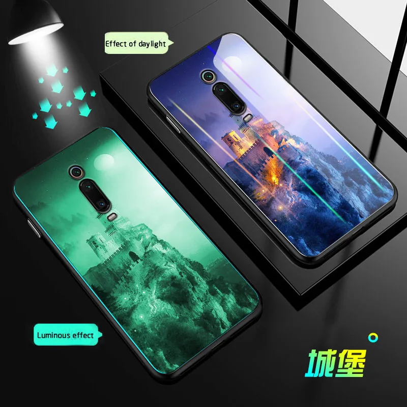 07 Волк Дракон Чехол в виде светящегося стекла для Xiaomi Mi 9 A3 Lite 9T Pro A2 A3 Примечание 3 Аврора чехол для redmi 8 7 7A Note 8 7 K20 Pro Чехол - Цвет: 07