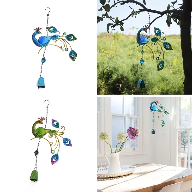 

Creative Peacock Wind Chimes 19 Inch Metal Art Hanging Bells Ornaments for Garden Patio Door Wall Home Decoration