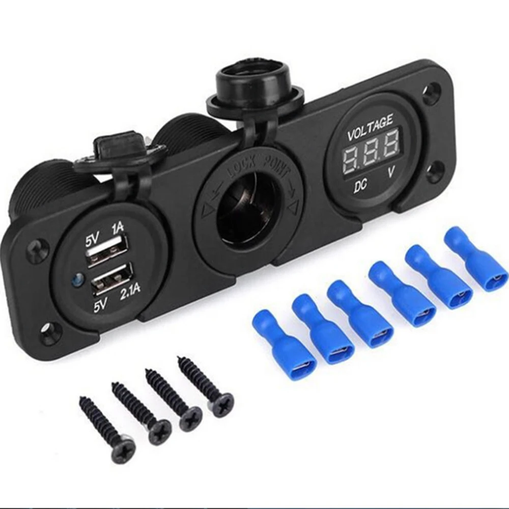 Автомобильное зарядное устройство с двумя usb портами 3 в 1 гнездо прикуривателя +