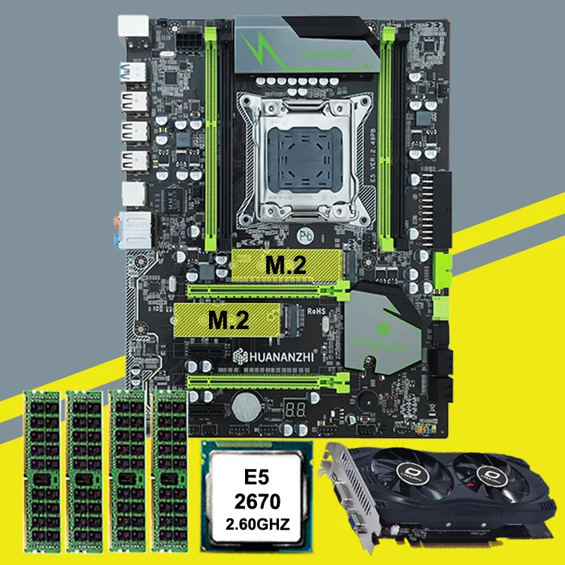 Горячая Распродажа HUANAN X79 материнская плата Видеокарта GTX750Ti 2G DDR5 cpu Xeon E5 2670 C2 ram 16G(4*4G) DDR3 RECC все Протестировано перед отправкой